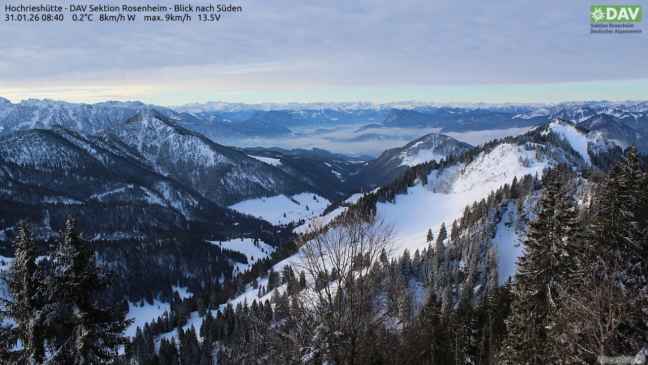 Archived image Webcam Hochrieshütte - View to the south