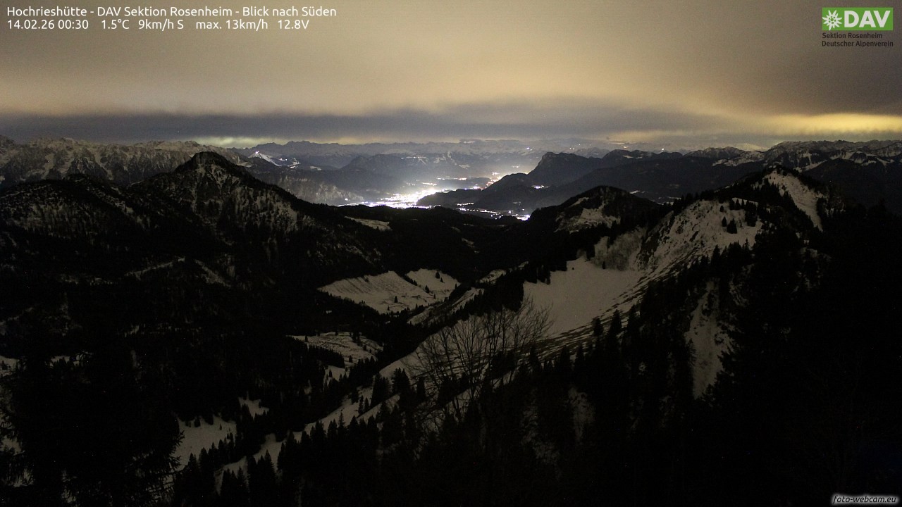 Archived image Webcam Hochrieshütte - View to the south