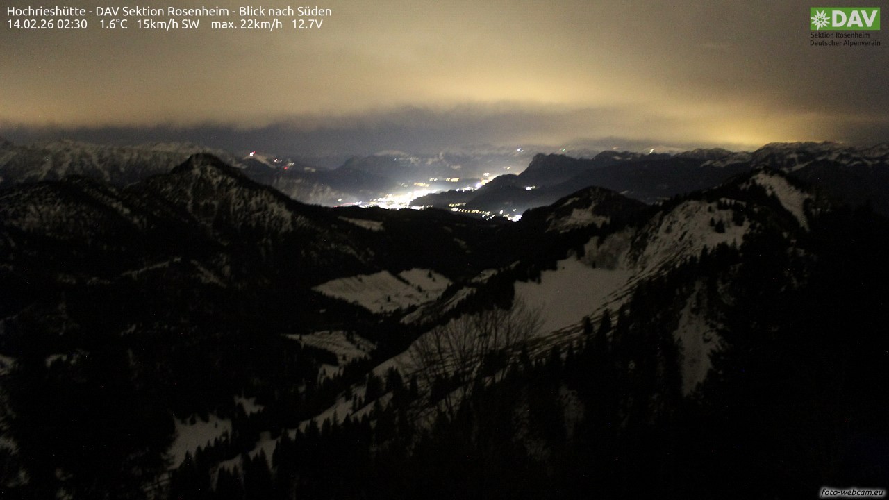 Archived image Webcam Hochrieshütte - View to the south