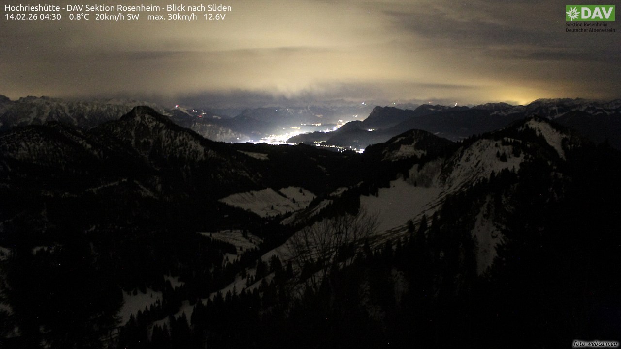 Archived image Webcam Hochrieshütte - View to the south