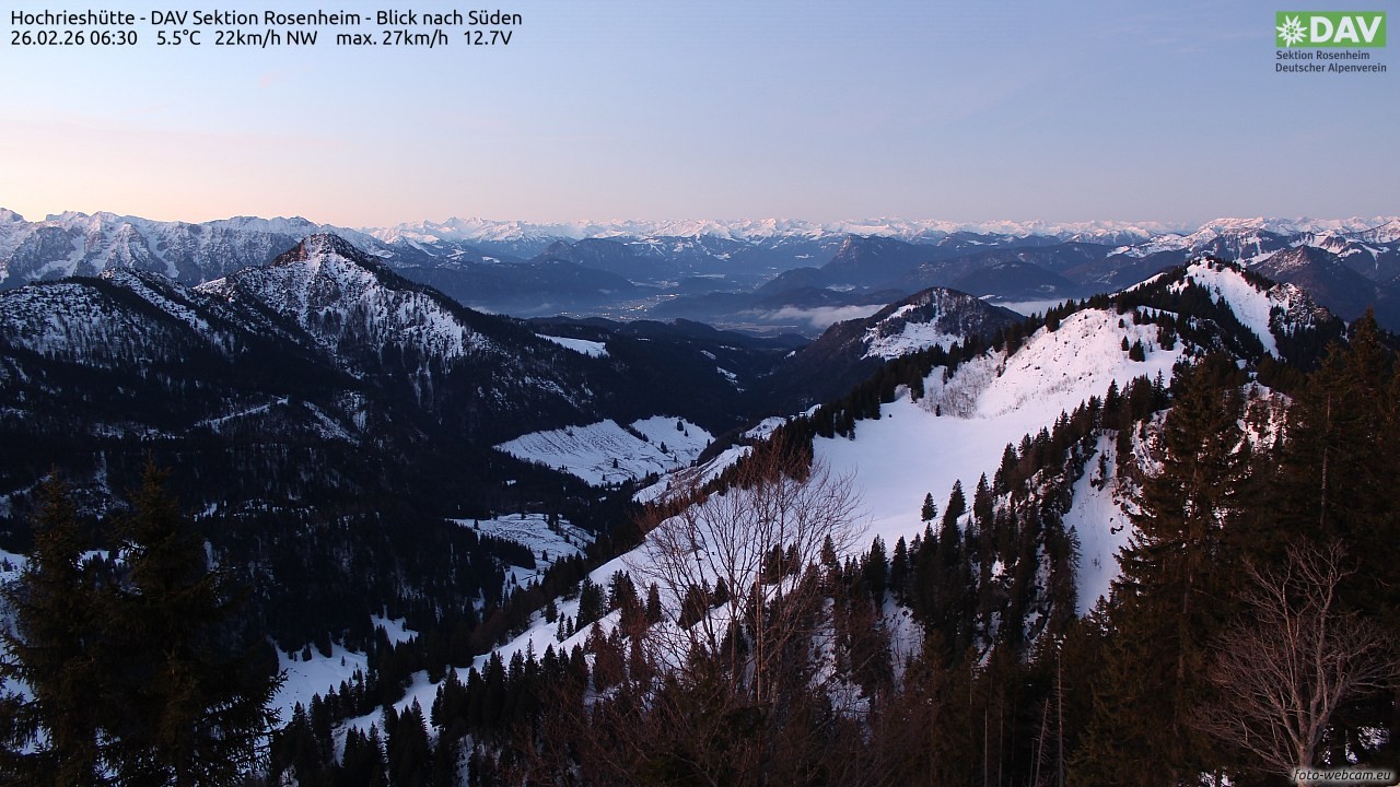 Archived image Webcam Hochrieshütte - View to the south