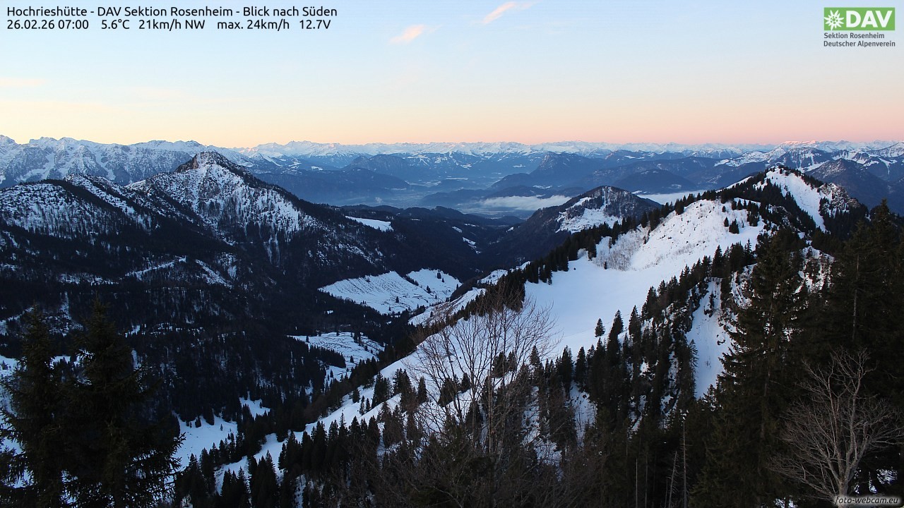 Archived image Webcam Hochrieshütte - View to the south