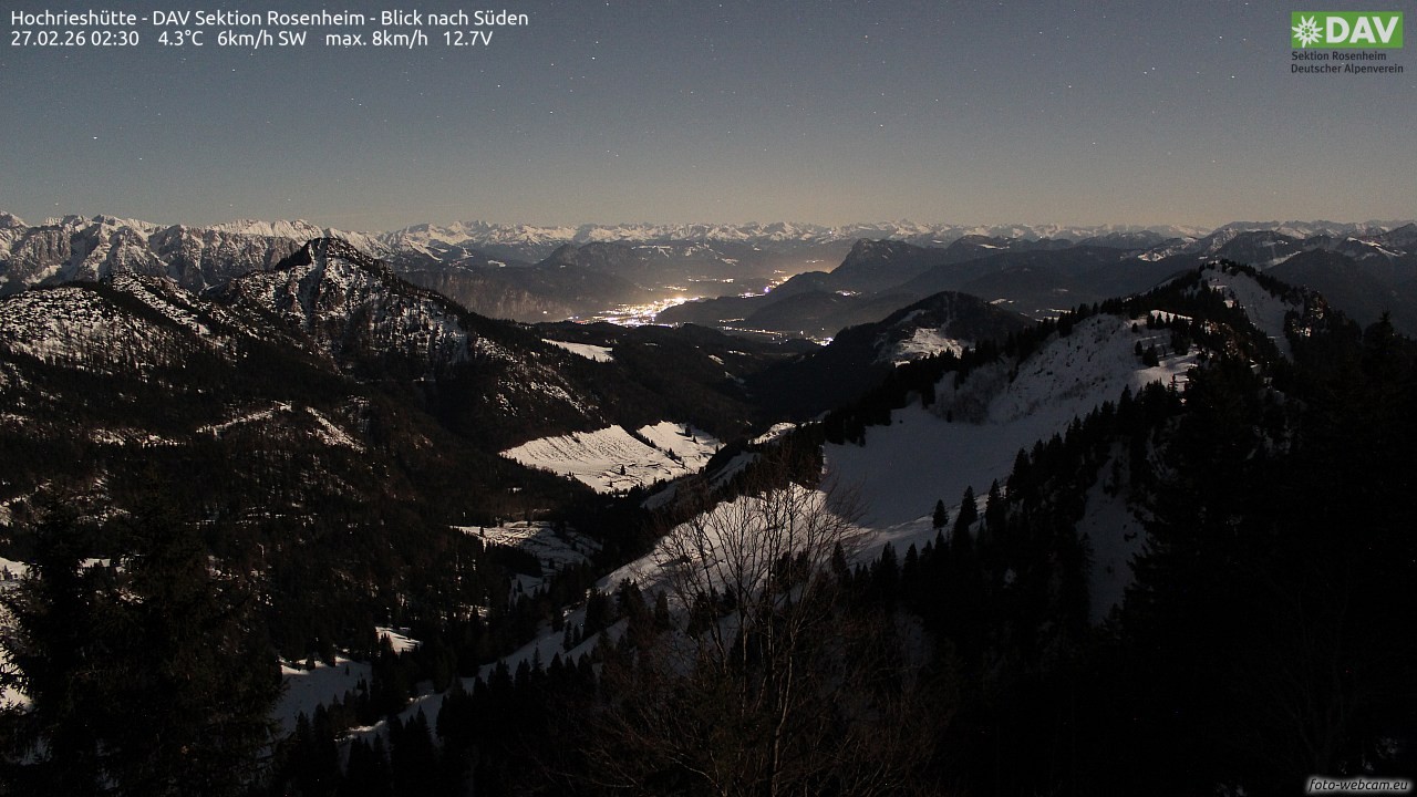 Archived image Webcam Hochrieshütte - View to the south