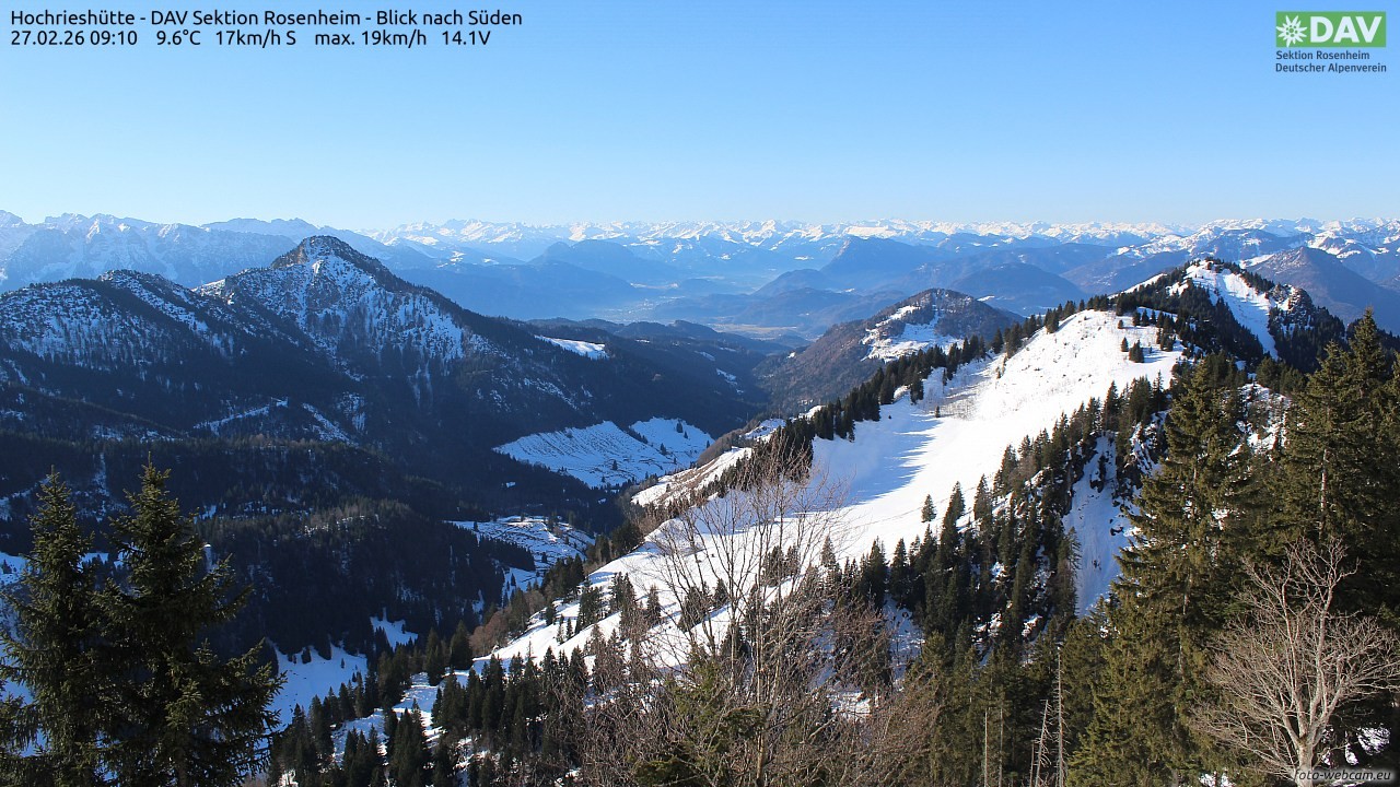 Archived image Webcam Hochrieshütte - View to the south