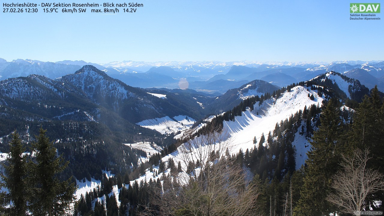Archived image Webcam Hochrieshütte - View to the south