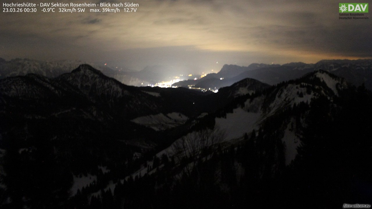 Archived image Webcam Hochrieshütte - View to the south