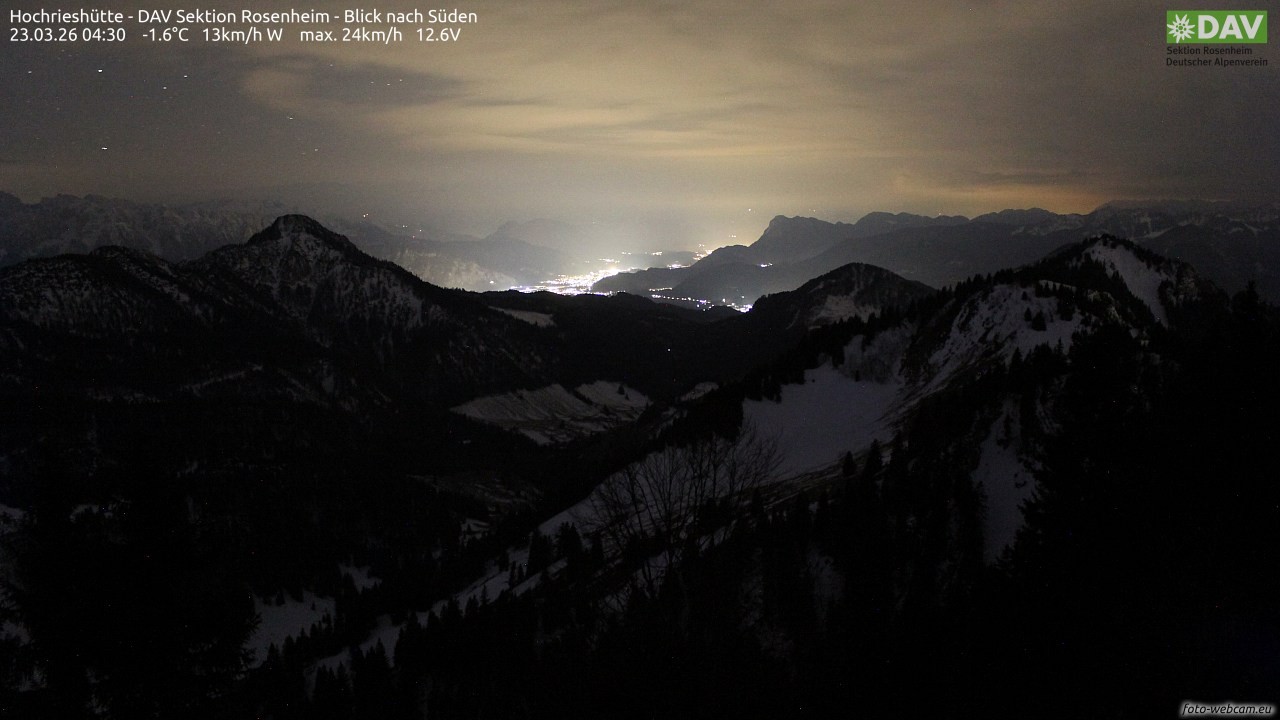Archived image Webcam Hochrieshütte - View to the south