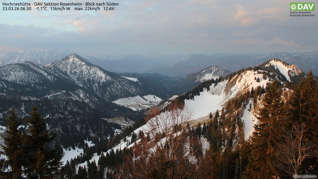 Archived image Webcam Hochrieshütte - View to the south