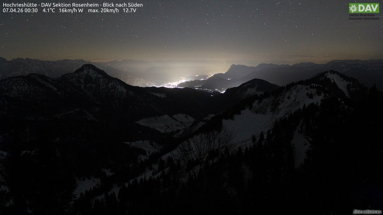 Archived image Webcam Hochrieshütte - View to the south