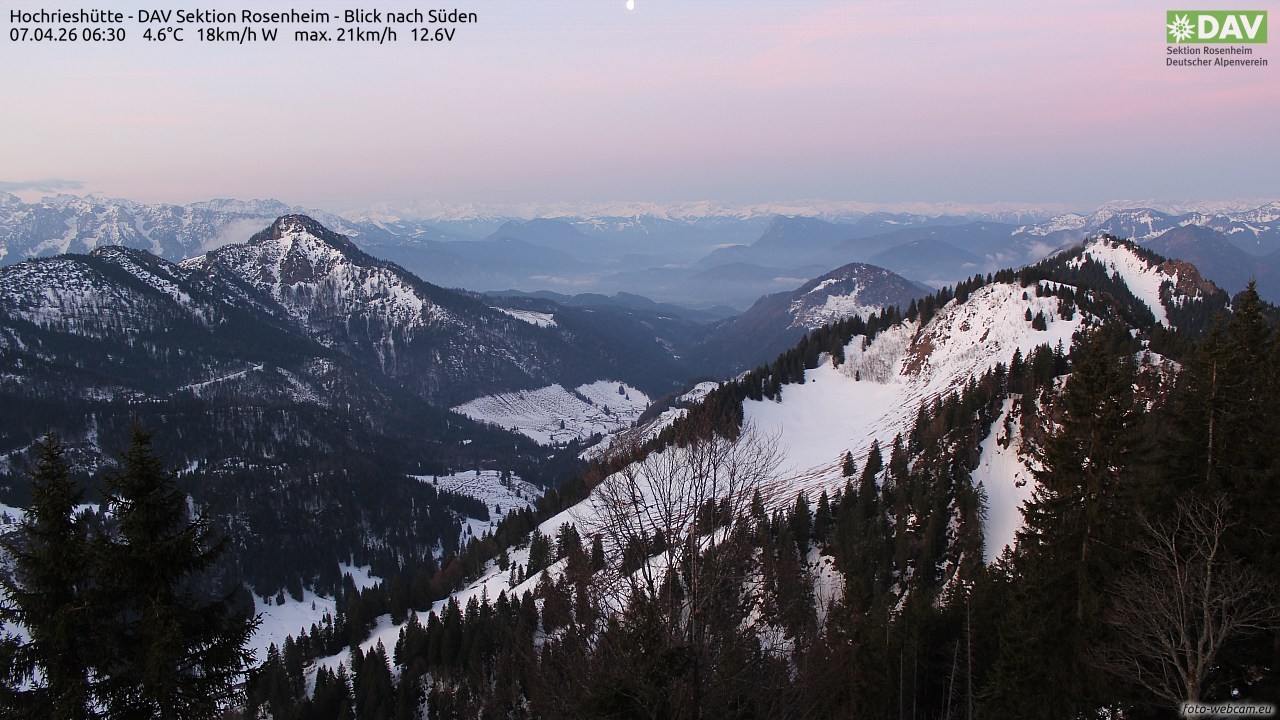Archived image Webcam Hochrieshütte - View to the south