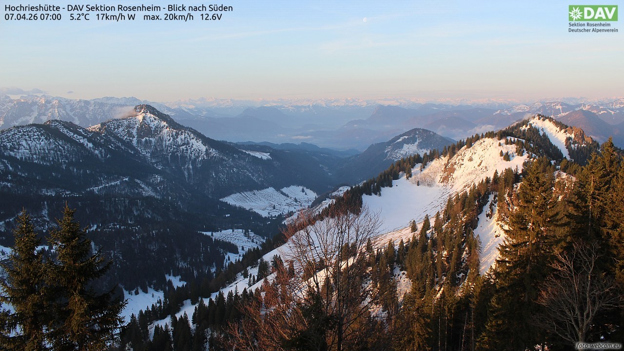 Archived image Webcam Hochrieshütte - View to the south