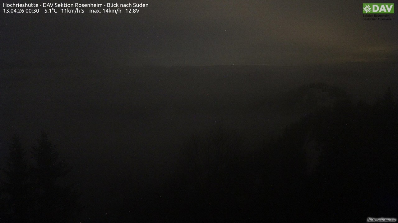 Archived image Webcam Hochrieshütte - View to the south