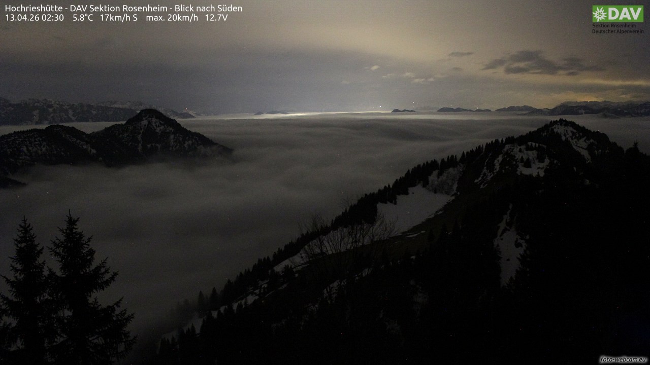 Archived image Webcam Hochrieshütte - View to the south