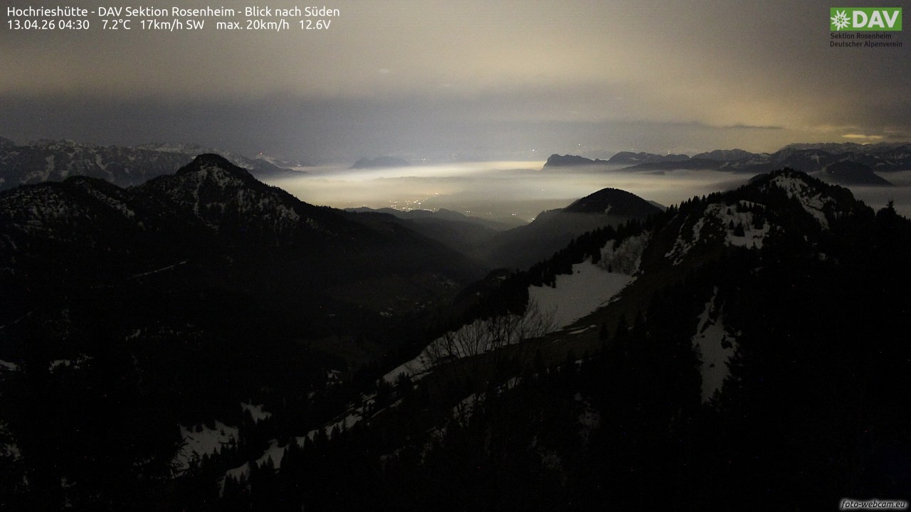 Archived image Webcam Hochrieshütte - View to the south
