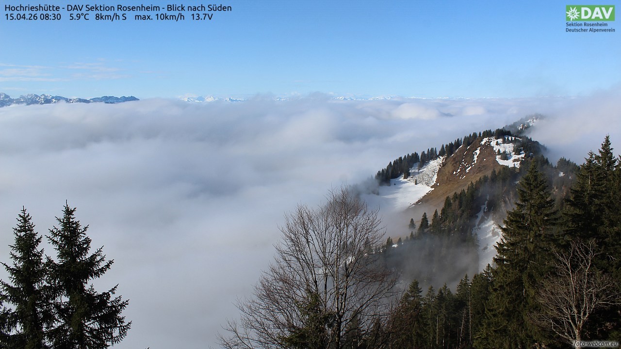 Archived image Webcam Hochrieshütte - View to the south