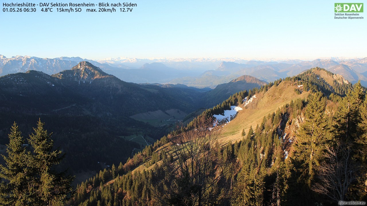 Archived image Webcam Hochrieshütte - View to the south