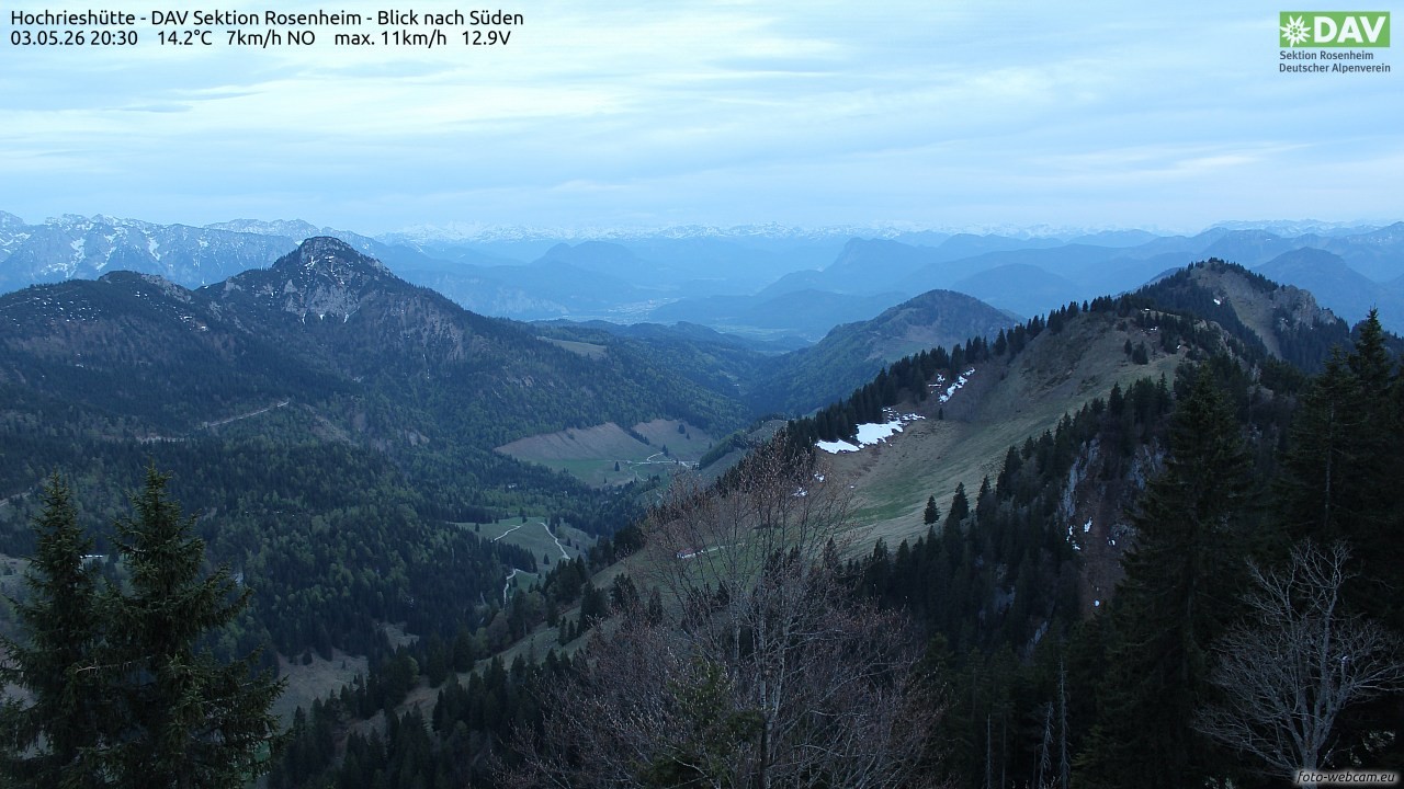 Archived image Webcam Hochrieshütte - View to the south
