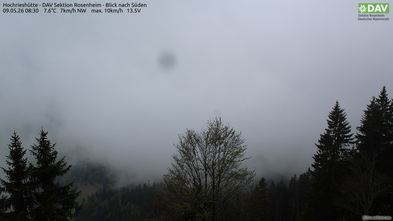 Archived image Webcam Hochrieshütte - View to the south
