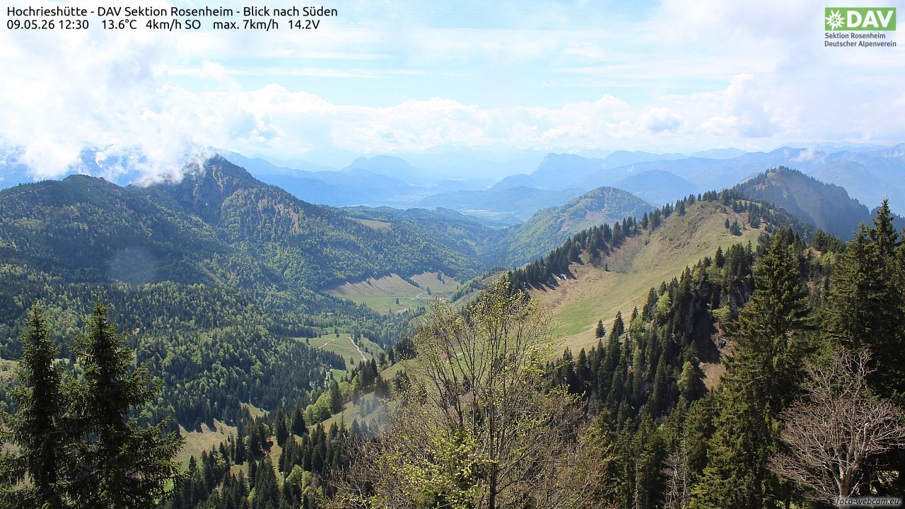 Archived image Webcam Hochrieshütte - View to the south