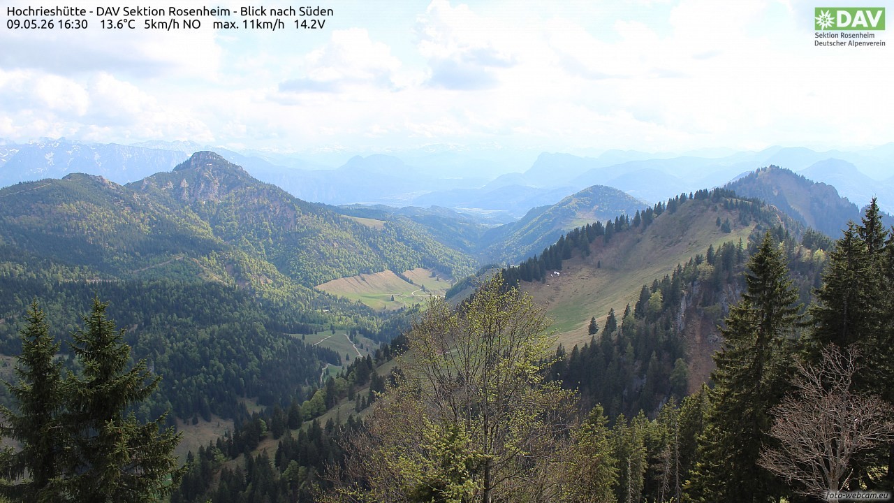 Archived image Webcam Hochrieshütte - View to the south
