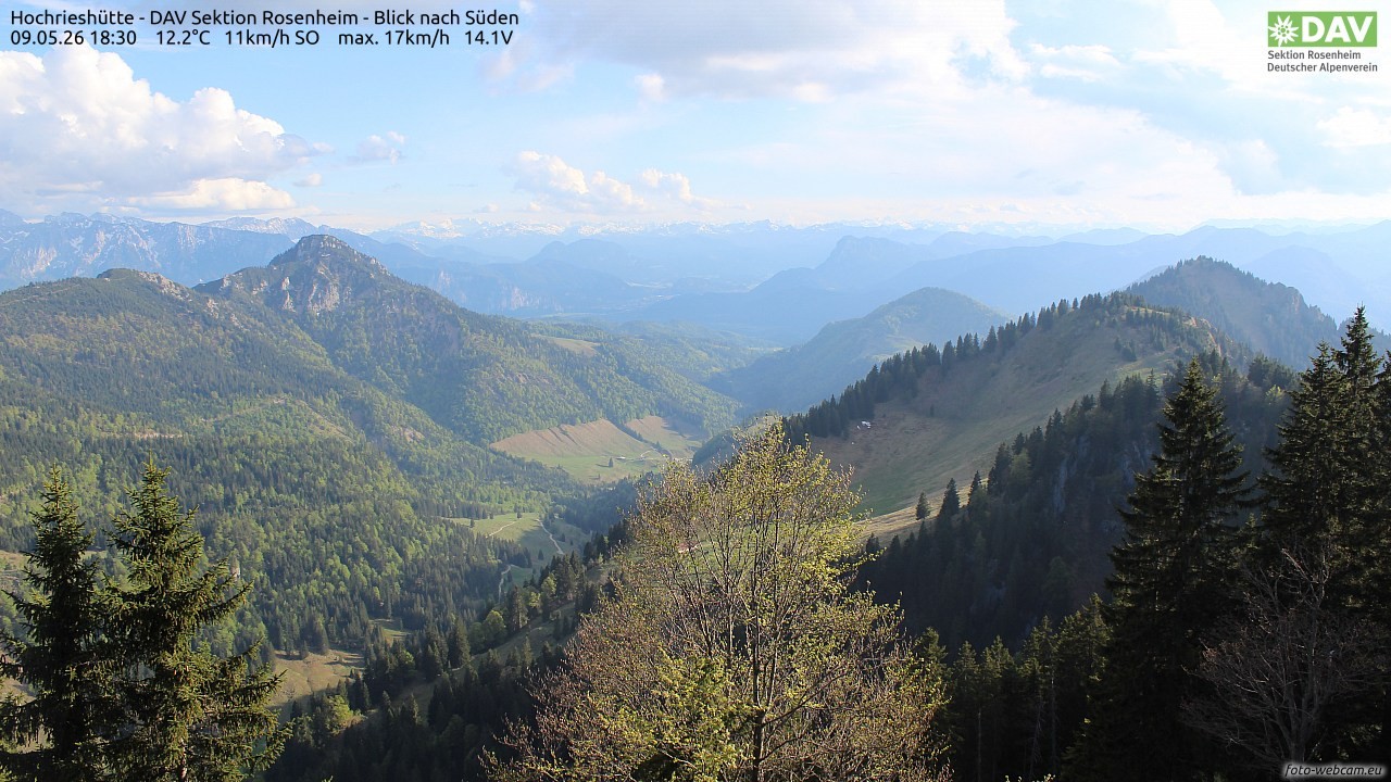 Archived image Webcam Hochrieshütte - View to the south