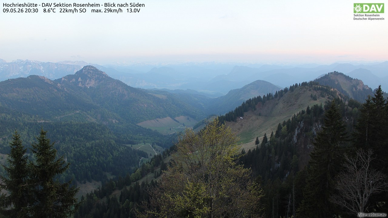 Archived image Webcam Hochrieshütte - View to the south