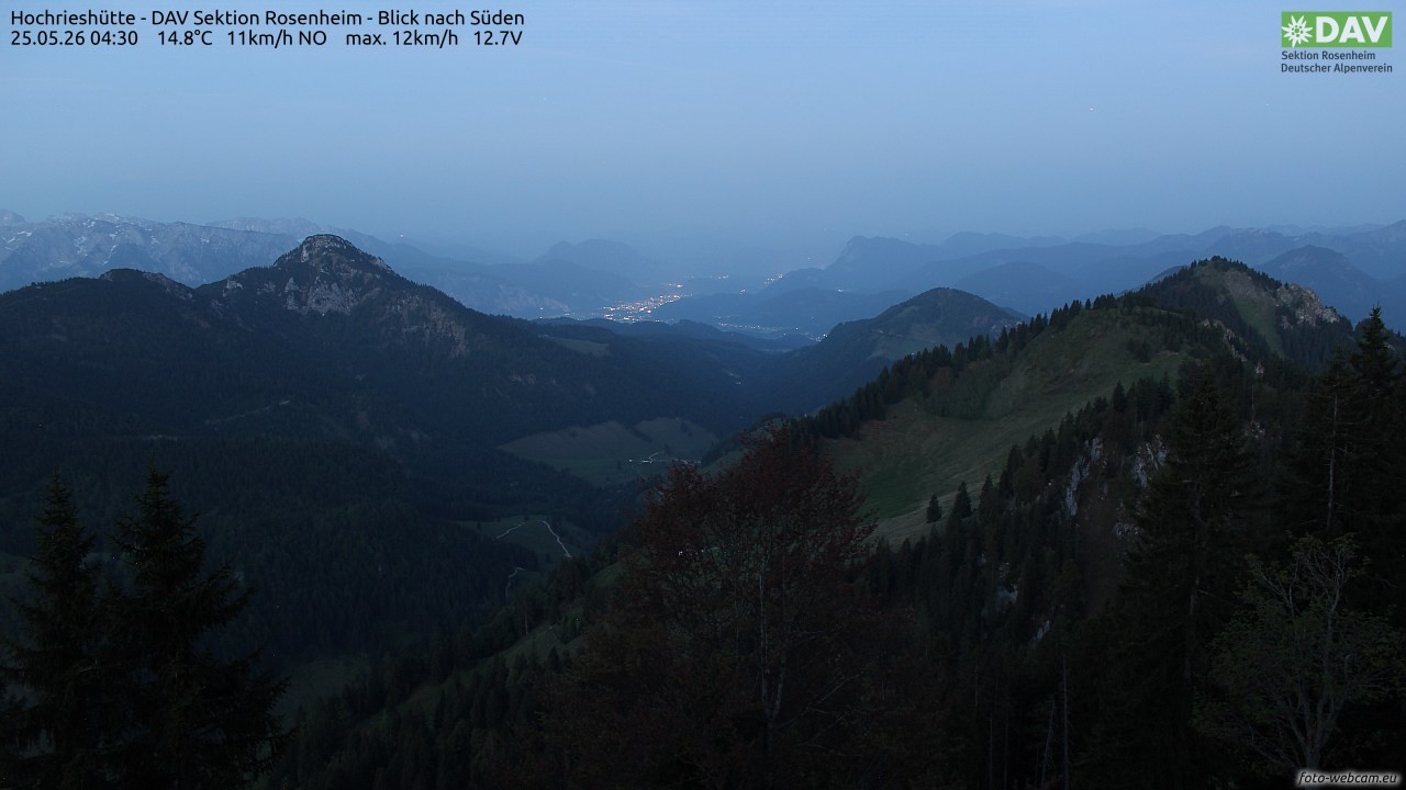 Archived image Webcam Hochrieshütte - View to the south