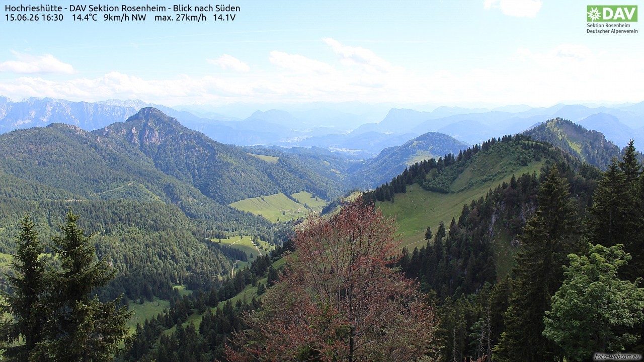 Archived image Webcam Hochrieshütte - View to the south