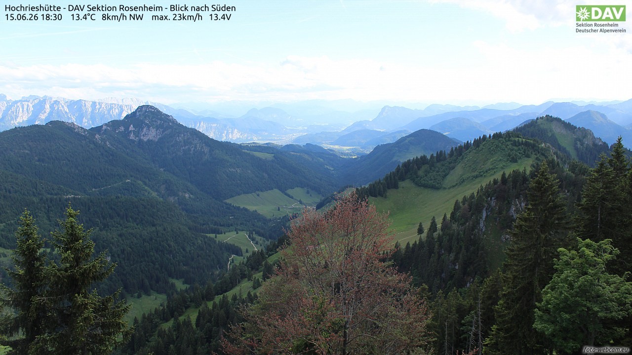 Archived image Webcam Hochrieshütte - View to the south