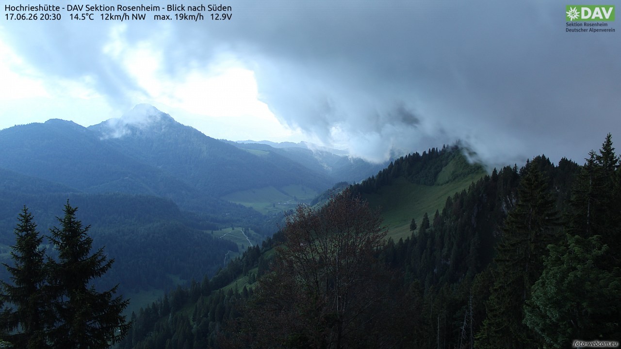 Archived image Webcam Hochrieshütte - View to the south