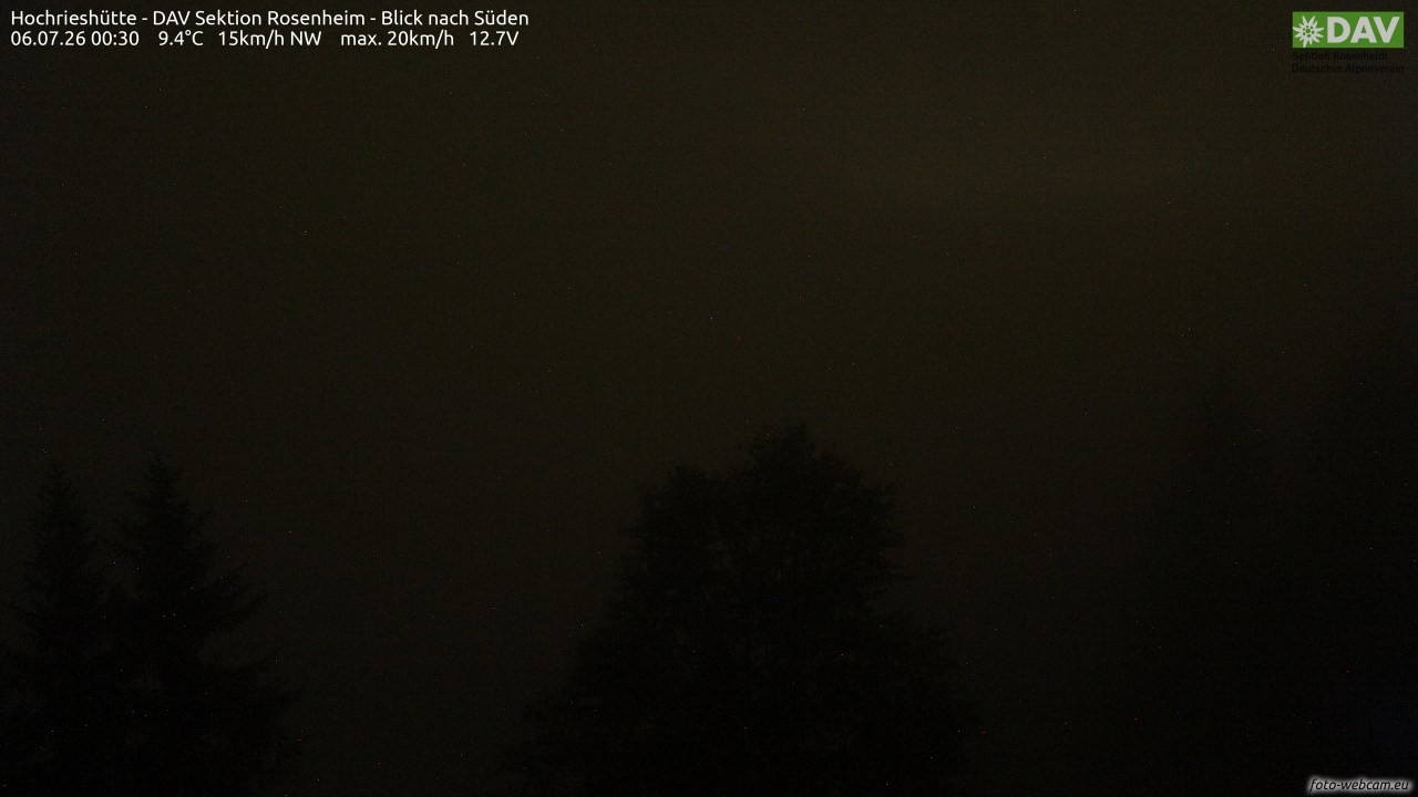 Archived image Webcam Hochrieshütte - View to the south