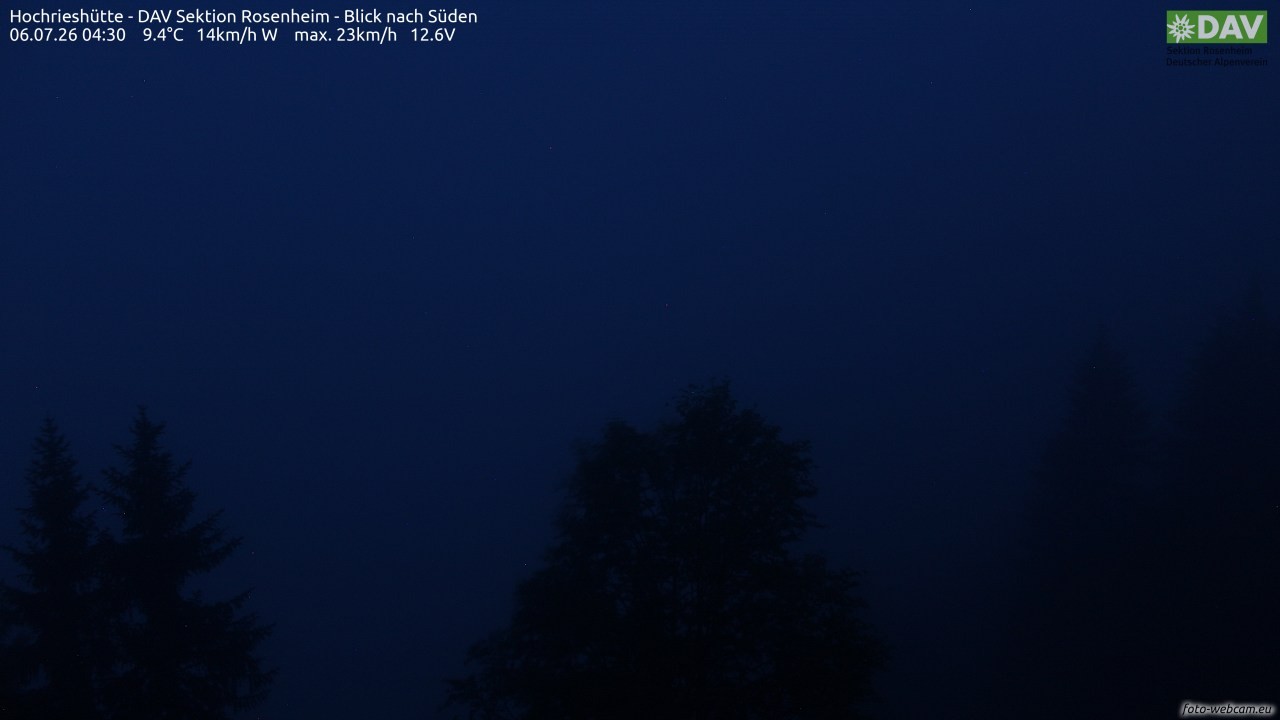 Archived image Webcam Hochrieshütte - View to the south