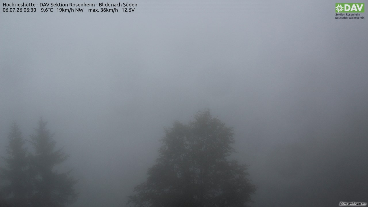 Archived image Webcam Hochrieshütte - View to the south