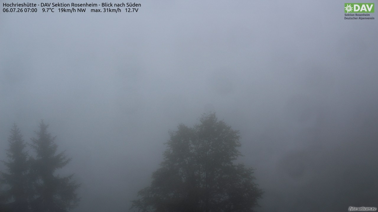 Archived image Webcam Hochrieshütte - View to the south