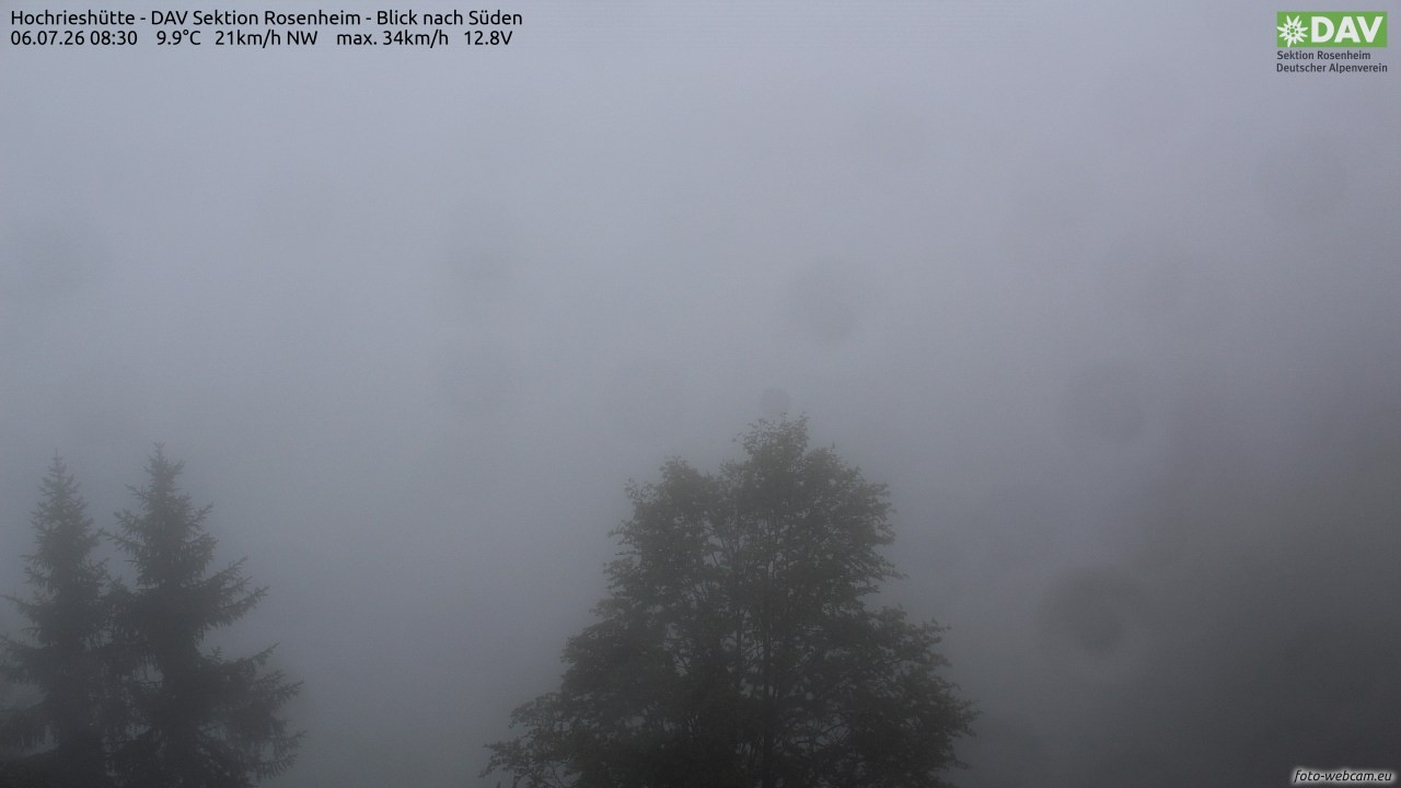 Archived image Webcam Hochrieshütte - View to the south