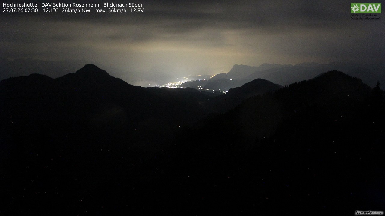 Archived image Webcam Hochrieshütte - View to the south