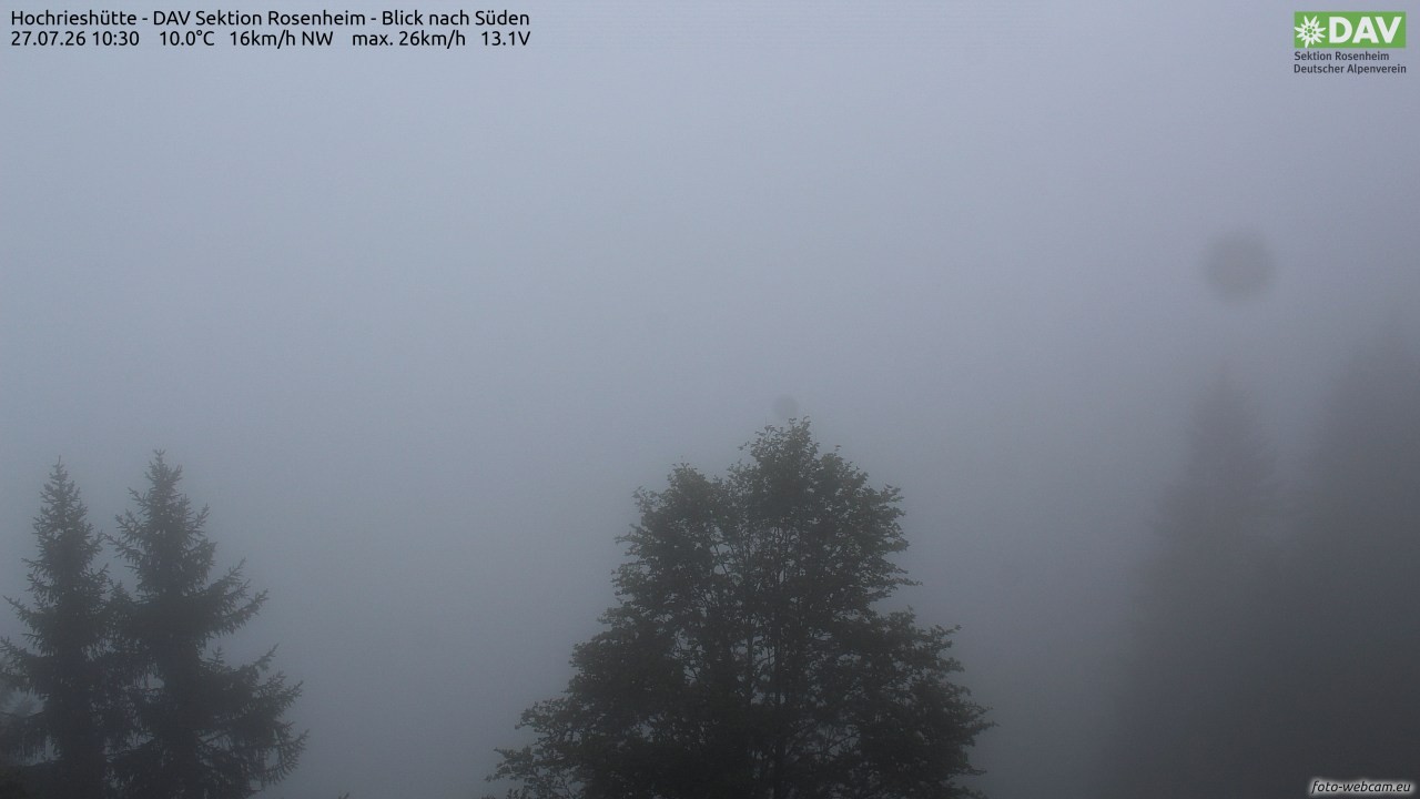 Archived image Webcam Hochrieshütte - View to the south