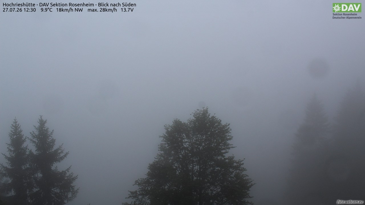 Archived image Webcam Hochrieshütte - View to the south