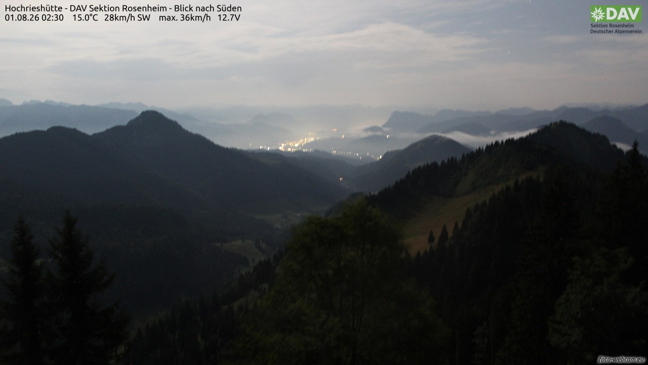 Archived image Webcam Hochrieshütte - View to the south