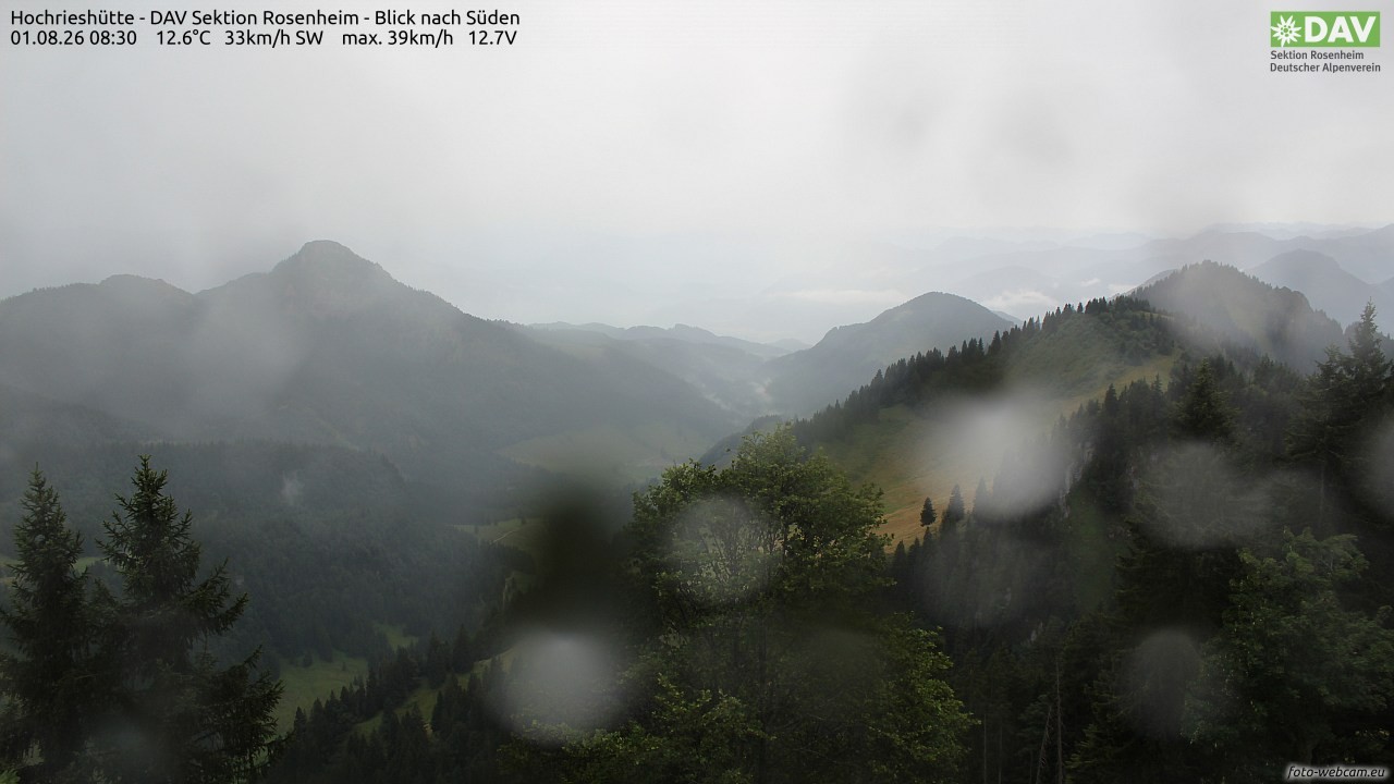 Archived image Webcam Hochrieshütte - View to the south