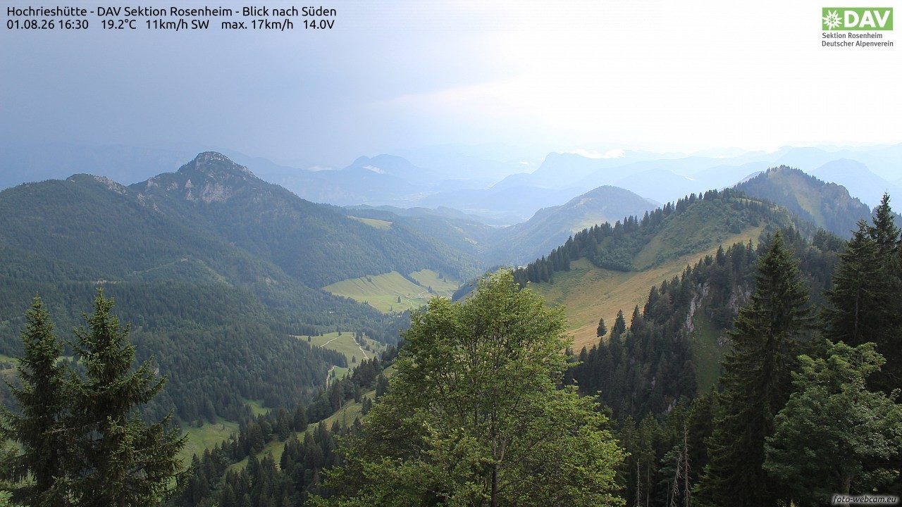 Archived image Webcam Hochrieshütte - View to the south
