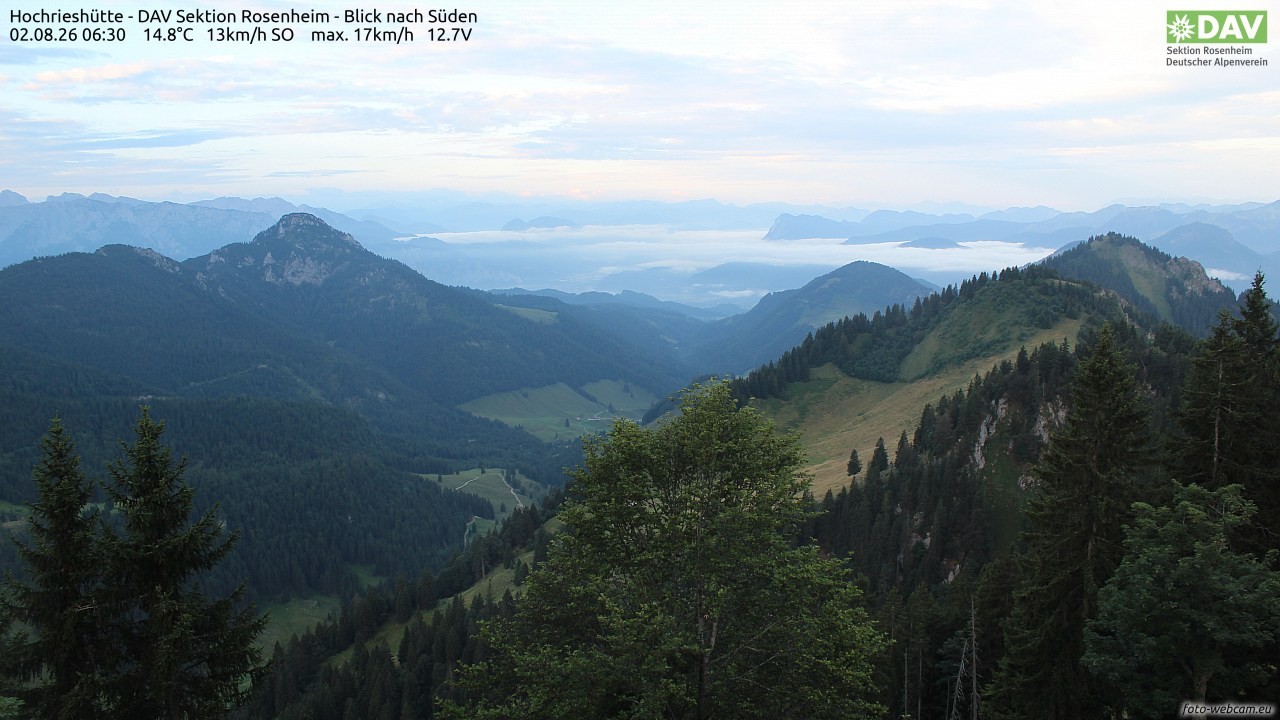 Archived image Webcam Hochrieshütte - View to the south