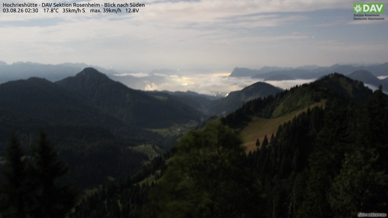 Archived image Webcam Hochrieshütte - View to the south