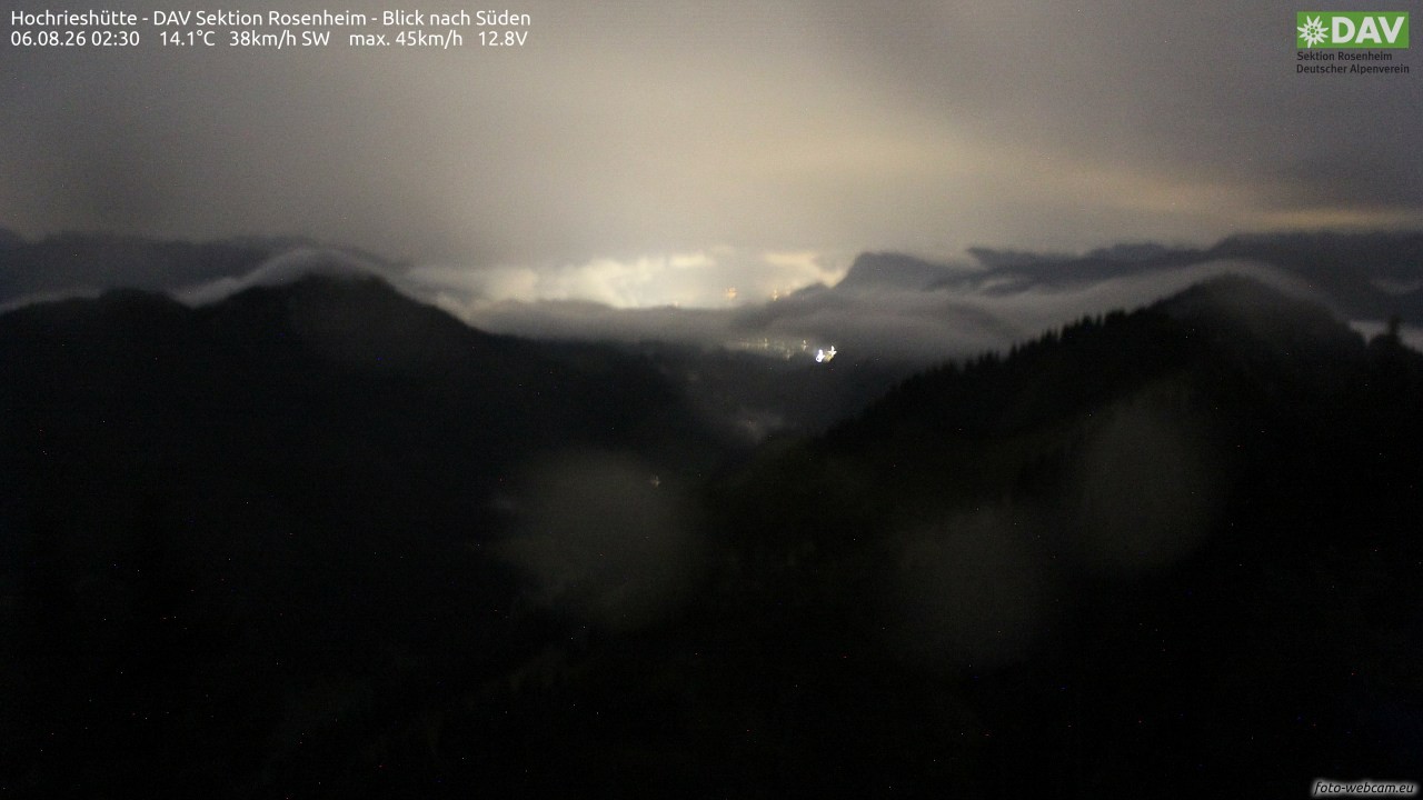Archived image Webcam Hochrieshütte - View to the south