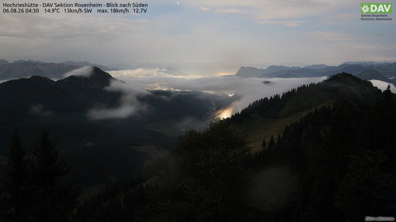 Archived image Webcam Hochrieshütte - View to the south