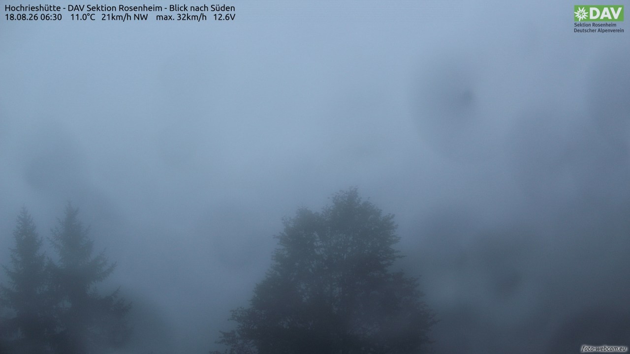 Archived image Webcam Hochrieshütte - View to the south