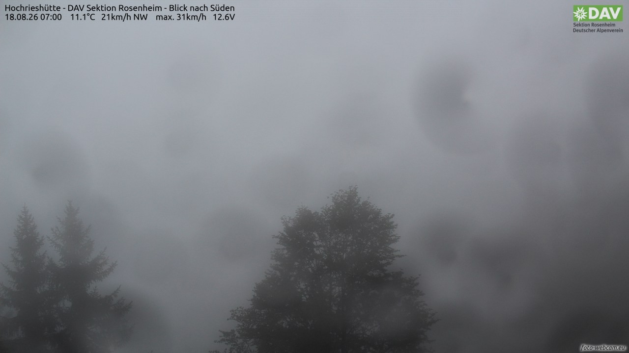Archived image Webcam Hochrieshütte - View to the south