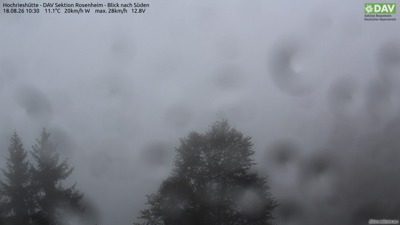 Archived image Webcam Hochrieshütte - View to the south