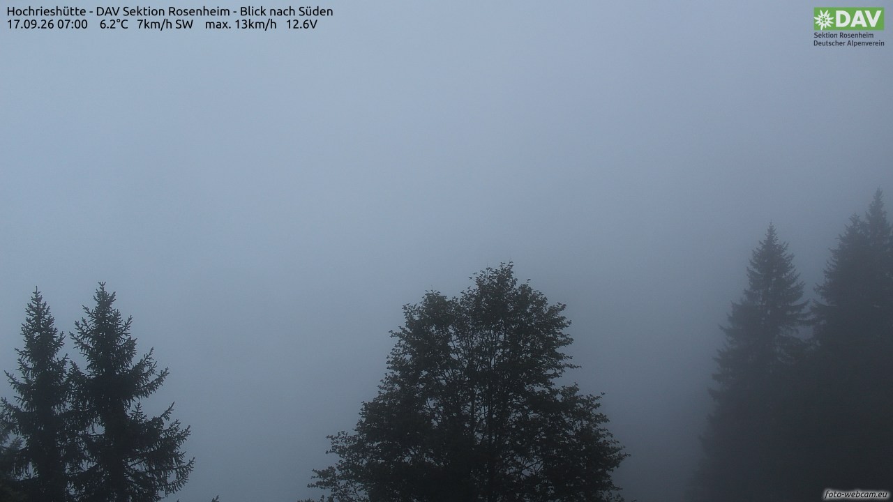 Archived image Webcam Hochrieshütte - View to the south