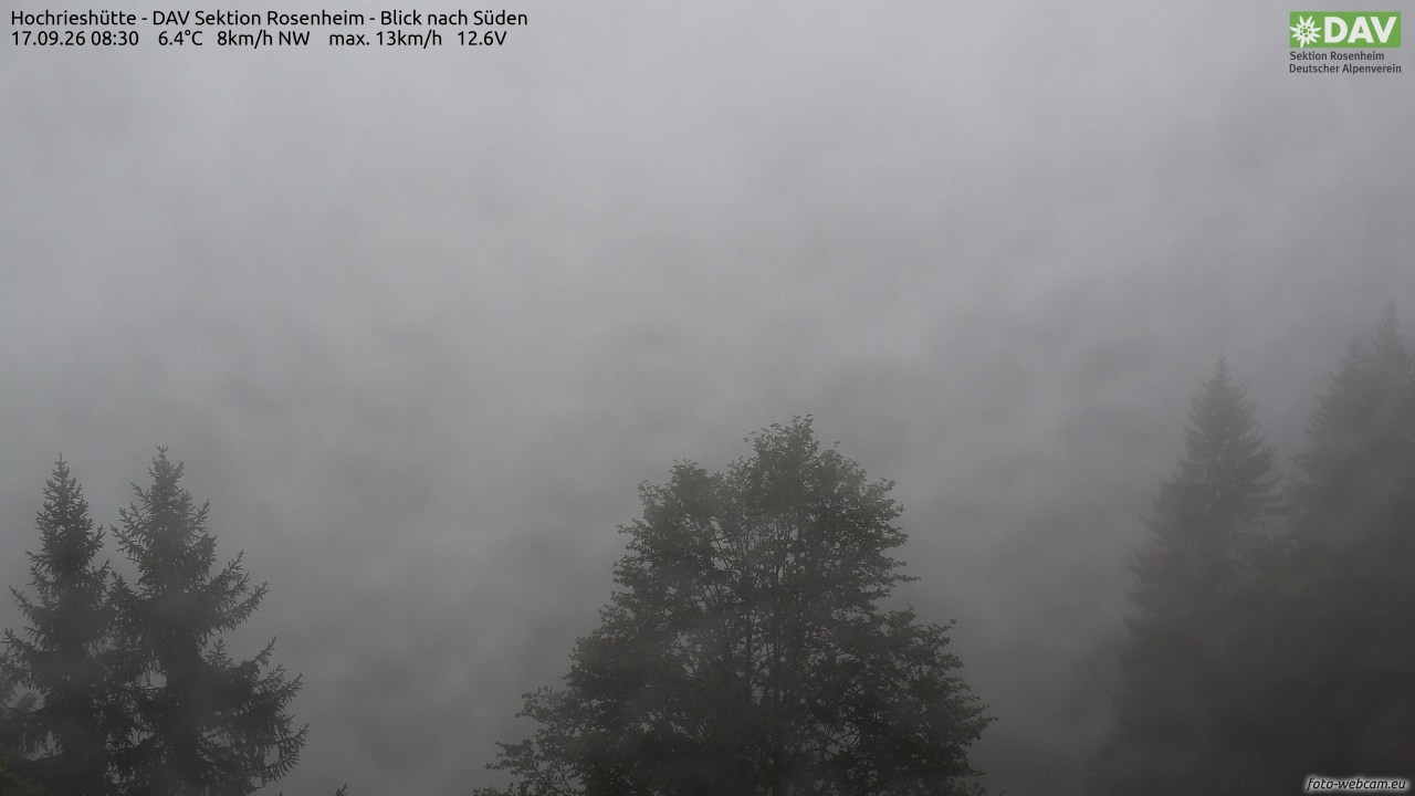 Archived image Webcam Hochrieshütte - View to the south